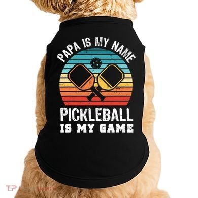 Funny Retro Papa Pickleball Sunset Gift Doggie Tank