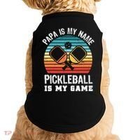 Funny Retro Papa Pickleball Sunset Gift Doggie Tank thumb 0