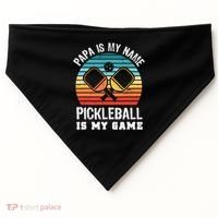 Funny Retro Papa Pickleball Sunset Gift USA-Made Doggie Bandana thumb 0
