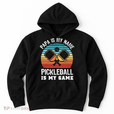 Funny Retro Papa Pickleball Sunset Gift Hoodie