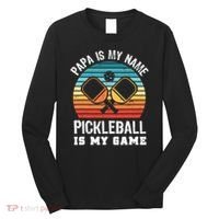 Funny Retro Papa Pickleball Sunset Gift Long Sleeve Shirt thumb 0