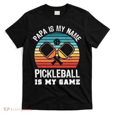 Funny Retro Papa Pickleball Sunset Gift T-Shirt