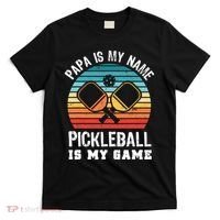 Funny Retro Papa Pickleball Sunset Gift T-Shirt thumb 0