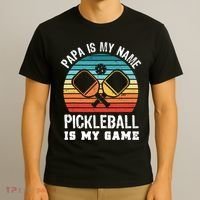 Funny Retro Papa Pickleball Sunset Gift T-Shirt thumb 3
