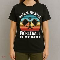 Funny Retro Papa Pickleball Sunset Gift T-Shirt thumb 4