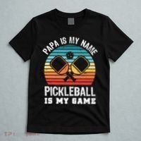 Funny Retro Papa Pickleball Sunset Gift T-Shirt thumb 5