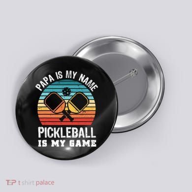 Funny Retro Papa Pickleball Sunset Gift Button