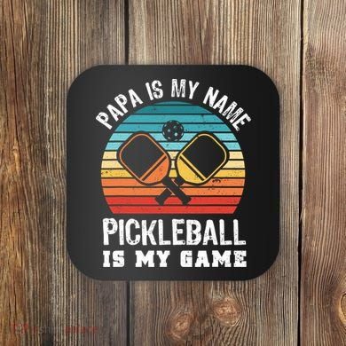 Funny Retro Papa Pickleball Sunset Gift Coaster