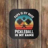 Funny Retro Papa Pickleball Sunset Gift Coaster thumb 0