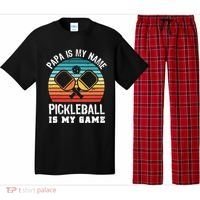 Funny Retro Papa Pickleball Sunset Gift Pajama Set thumb 0