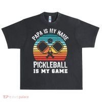 Funny Retro Papa Pickleball Sunset Gift Urban Oversized Heavyweight T-Shirt thumb 0