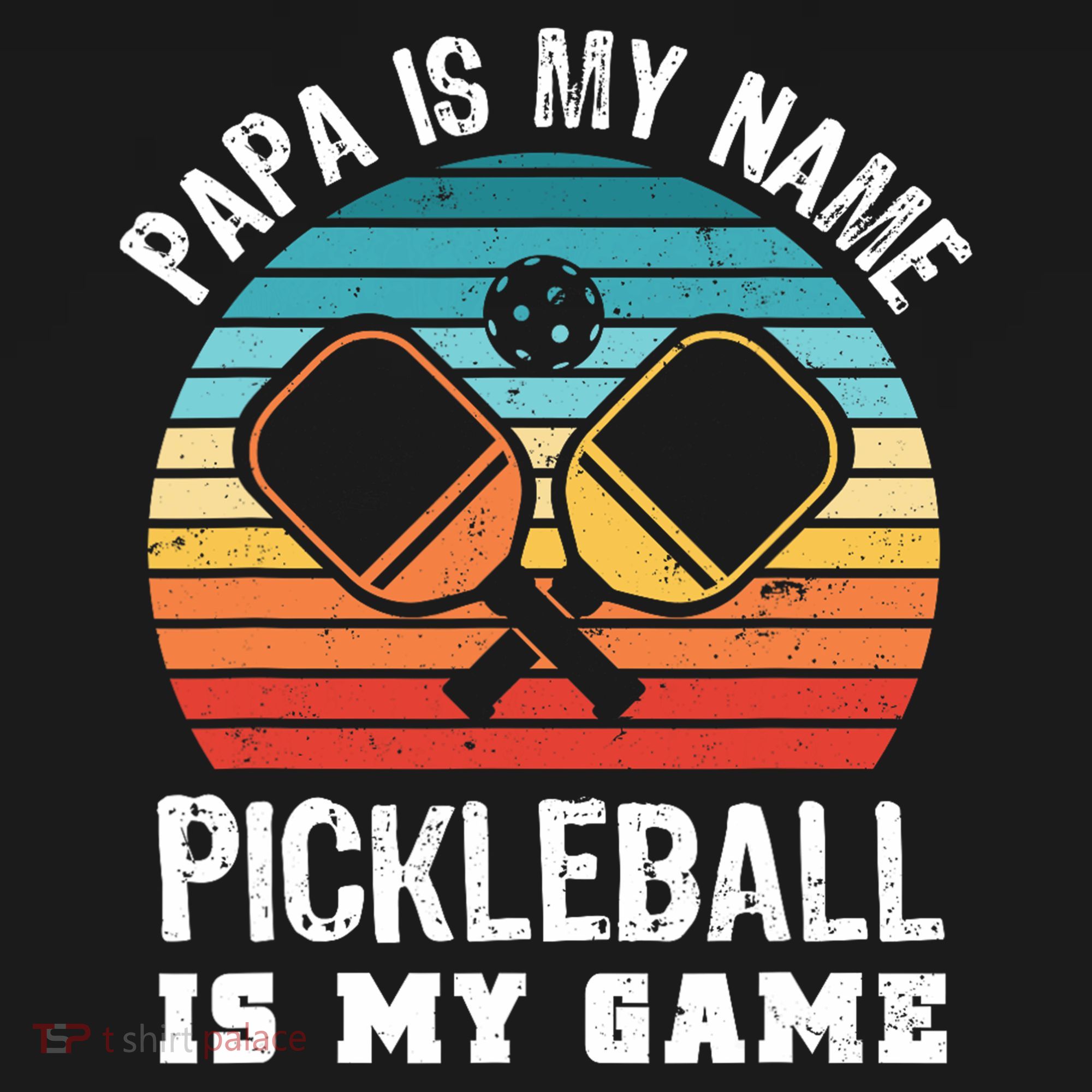 Funny Retro Papa Pickleball Sunset Gift Ornament
