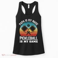 Funny Retro Papa Pickleball Sunset Gift Women's Tank Top thumb 0