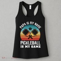Funny Retro Papa Pickleball Sunset Gift Women's Tank Top thumb 3