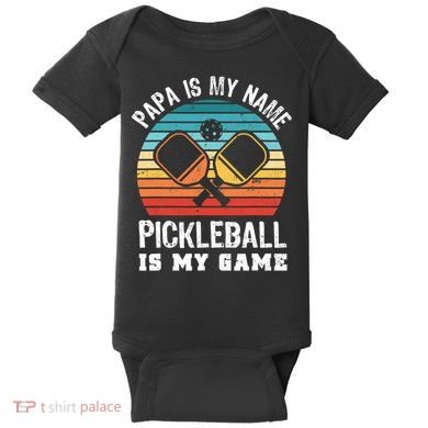 Funny Retro Papa Pickleball Sunset Gift Baby Bodysuit