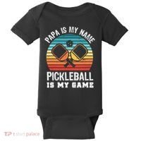 Funny Retro Papa Pickleball Sunset Gift Baby Bodysuit thumb 0