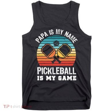Funny Retro Papa Pickleball Sunset Gift Tank Top