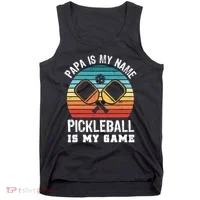 Funny Retro Papa Pickleball Sunset Gift Tank Top thumb 0