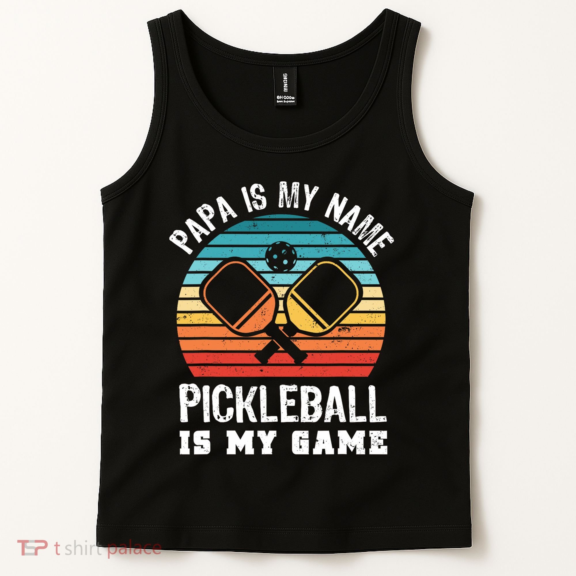 Funny Retro Papa Pickleball Sunset Gift Tank Top