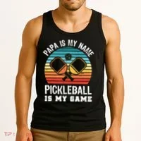 Funny Retro Papa Pickleball Sunset Gift Tank Top thumb 3