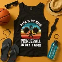 Funny Retro Papa Pickleball Sunset Gift Tank Top thumb 4
