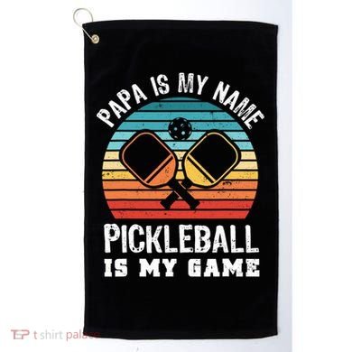 Funny Retro Papa Pickleball Sunset Gift Golf Towel
