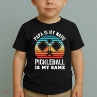 Funny Retro Papa Pickleball Sunset Gift Toddler T-Shirt thumb 2