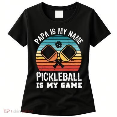 Funny Retro Papa Pickleball Sunset Gift Women's T-Shirt