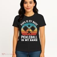 Funny Retro Papa Pickleball Sunset Gift Women's T-Shirt thumb 4
