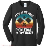 Funny Retro Papa Pickleball Sunset Gift Kids Long Sleeve Shirt thumb 0