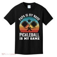 Funny Retro Papa Pickleball Sunset Gift Kids T-Shirt thumb 0