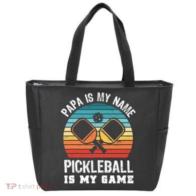 Funny Retro Papa Pickleball Sunset Gift Tote Bag