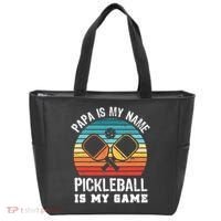 Funny Retro Papa Pickleball Sunset Gift Tote Bag thumb 0