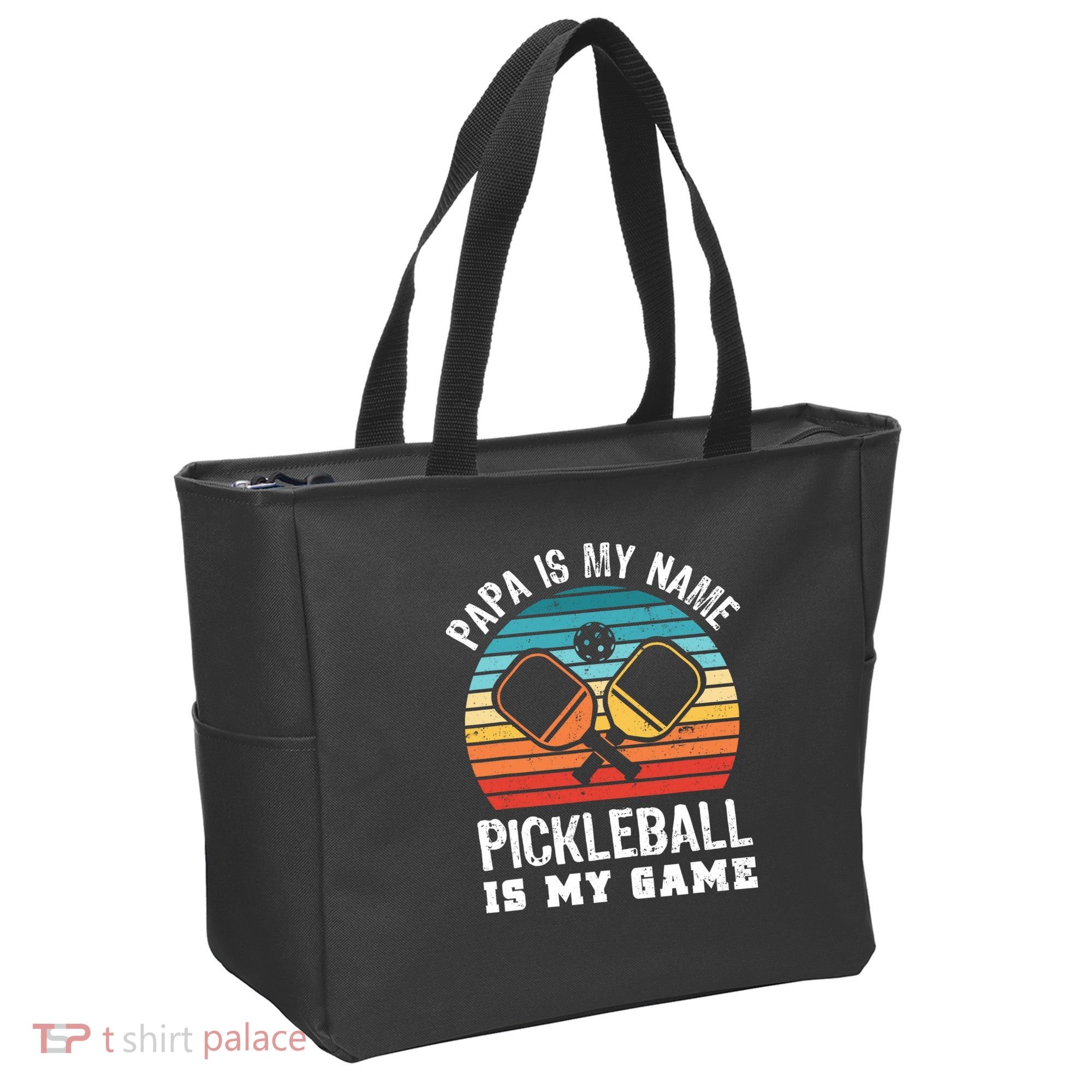 Funny Retro Papa Pickleball Sunset Gift Tote Bag