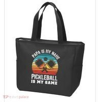 Funny Retro Papa Pickleball Sunset Gift Tote Bag thumb 3