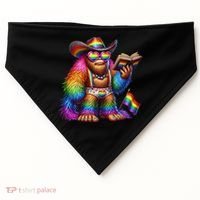 Funny Rainbow Pride Bigfoot Reading Book With Heart Glasses USA-Made Doggie Bandana thumb 0