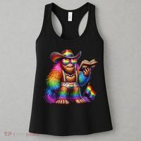 Funny Rainbow Pride Bigfoot Reading Book With Heart Glasses Women's Tank Top thumb 3