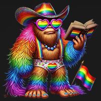 Funny Rainbow Pride Bigfoot Reading Book With Heart Glasses Baby Bodysuit thumb 2
