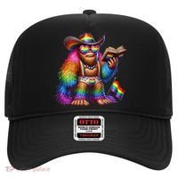 Funny Rainbow Pride Bigfoot Reading Book With Heart Glasses Hat thumb 0