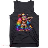Funny Rainbow Pride Bigfoot Reading Book With Heart Glasses Tank Top thumb 0