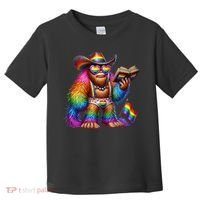 Funny Rainbow Pride Bigfoot Reading Book With Heart Glasses Toddler T-Shirt thumb 0