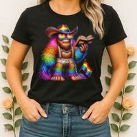 Funny Rainbow Pride Bigfoot Reading Book With Heart Glasses Women's T-Shirt thumb 2