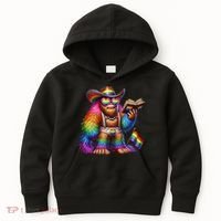 Funny Rainbow Pride Bigfoot Reading Book With Heart Glasses Kids Hoodie thumb 0