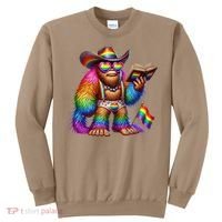 Funny Rainbow Pride Bigfoot Reading Book With Heart Glasses Sweatshirt thumb 0