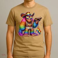 Funny Rainbow Pride Bigfoot Reading Book With Heart Glasses T-Shirt thumb 3