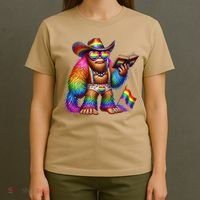 Funny Rainbow Pride Bigfoot Reading Book With Heart Glasses T-Shirt thumb 4
