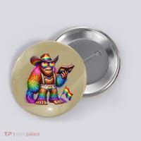Funny Rainbow Pride Bigfoot Reading Book With Heart Glasses Button thumb 0