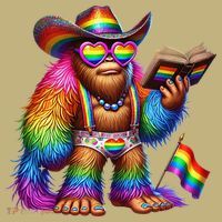 Funny Rainbow Pride Bigfoot Reading Book With Heart Glasses Mousepad thumb 1