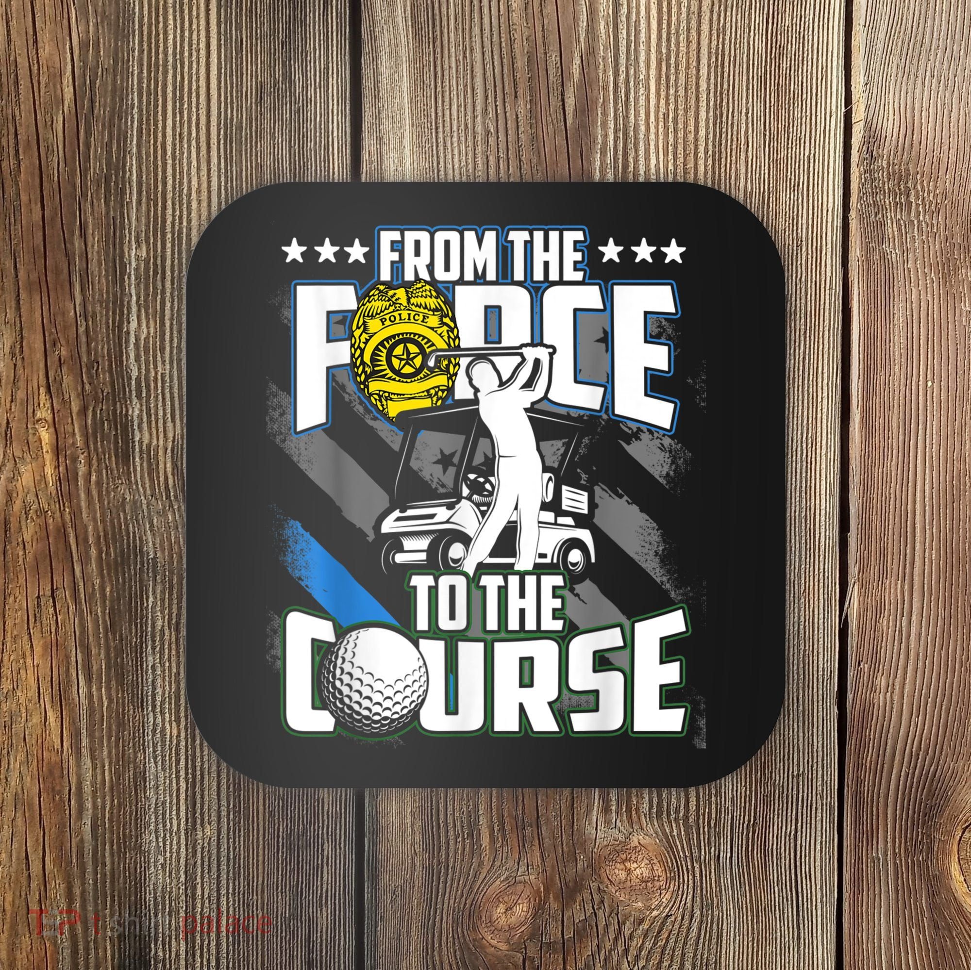 Funny Retired Police Officer Golf Retirement Gift Coaster