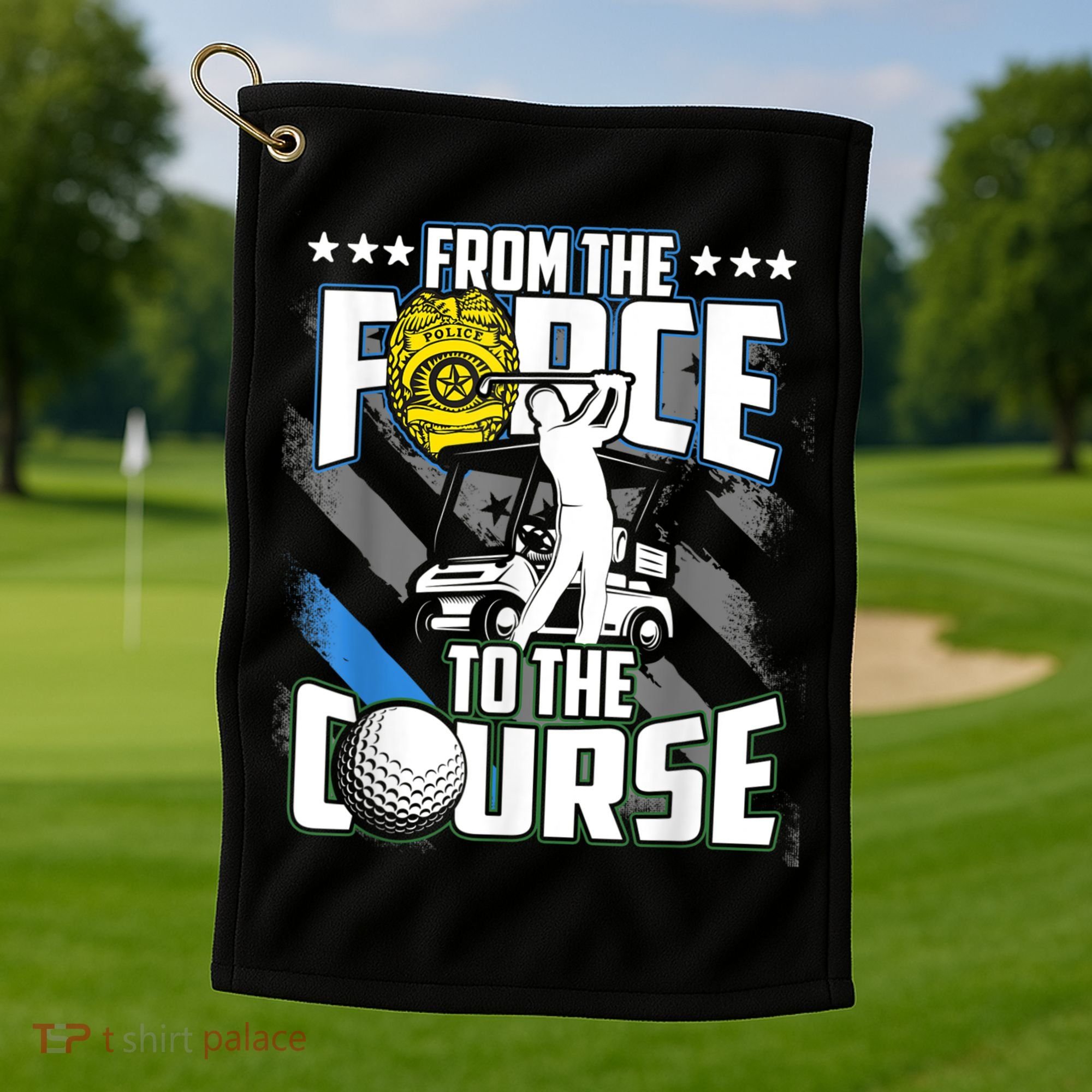 Funny Retired Police Officer Golf Retirement Gift Golf Towel